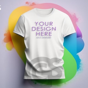 White Tshirt Mockup | Colorful Paint Style Shirt Mockup | Digital Mockup | Template T Shirt Mockup | Digital Download