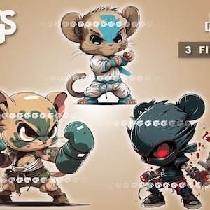 Lethal Mouse Bundle (3) PNG | Graphic T-Shirt Digital File, Cute Mice Lover, Urban Sublimation, Ninja Karate, pngs designs