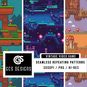 Seamless PNG Vintage Video Game | Seamless Pattern Repeating Design File, Digital Paper, Sublimation Background PNG, Fabric Patterns