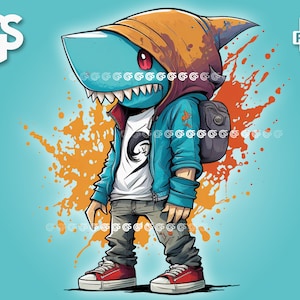 Streetwear Hai | PNG-Datei | Graffiti-Stil | TShirt Motiv Sublimation | Haie, png designs