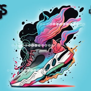 Pastel Graffiti Running Shoe PNG | SneakerHead, Sneaker TShirt Digital File, Kicks, Sublimation Vector, pngs designs