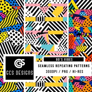 PNG transparente, abstraite, ambiance années 80 | Fichier de conception répétitif sans couture, Papier numérique, Sublimation de fond PNG, Motifs de tissu