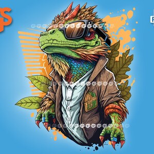 Cool Graffiti Bearded Dragon PNG - Lizard T-Shirt Sticker Digital File, Iguana Lover, Urban Streetwear Sublimation