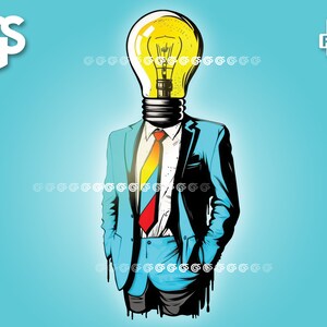 Mr Ideas Light Bulb PNG V2 | Entrepreneur TShirt Sticker Digital File, Bright Idea, Urban Streetwear Sublimation, Small Business