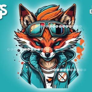 Angry Streetwear Fuchs PNG | Grafik-T-Shirt Digitale Datei, Füchse Liebhaber, Urban Sublimation, Tier, Pngs Designs