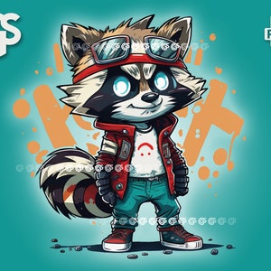 Cool Streetwear Raccoon PNG | Graphic T-Shirt Digital File, Coon Lover, Urban Sublimation, Animal, pngs designs