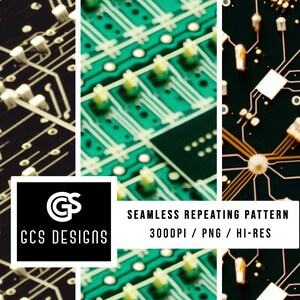 Digital Paper PNG Computer Circuitboard - Seamless Pattern Repeating Design File, Blurred  Sublimation Background PNG, Tech Fabric Patterns