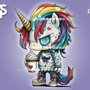Streetwear Unicorn PNG | T-Shirt Sticker Digital File, Mythical Creatures, Urban Streetwear Sublimation, Little Pony