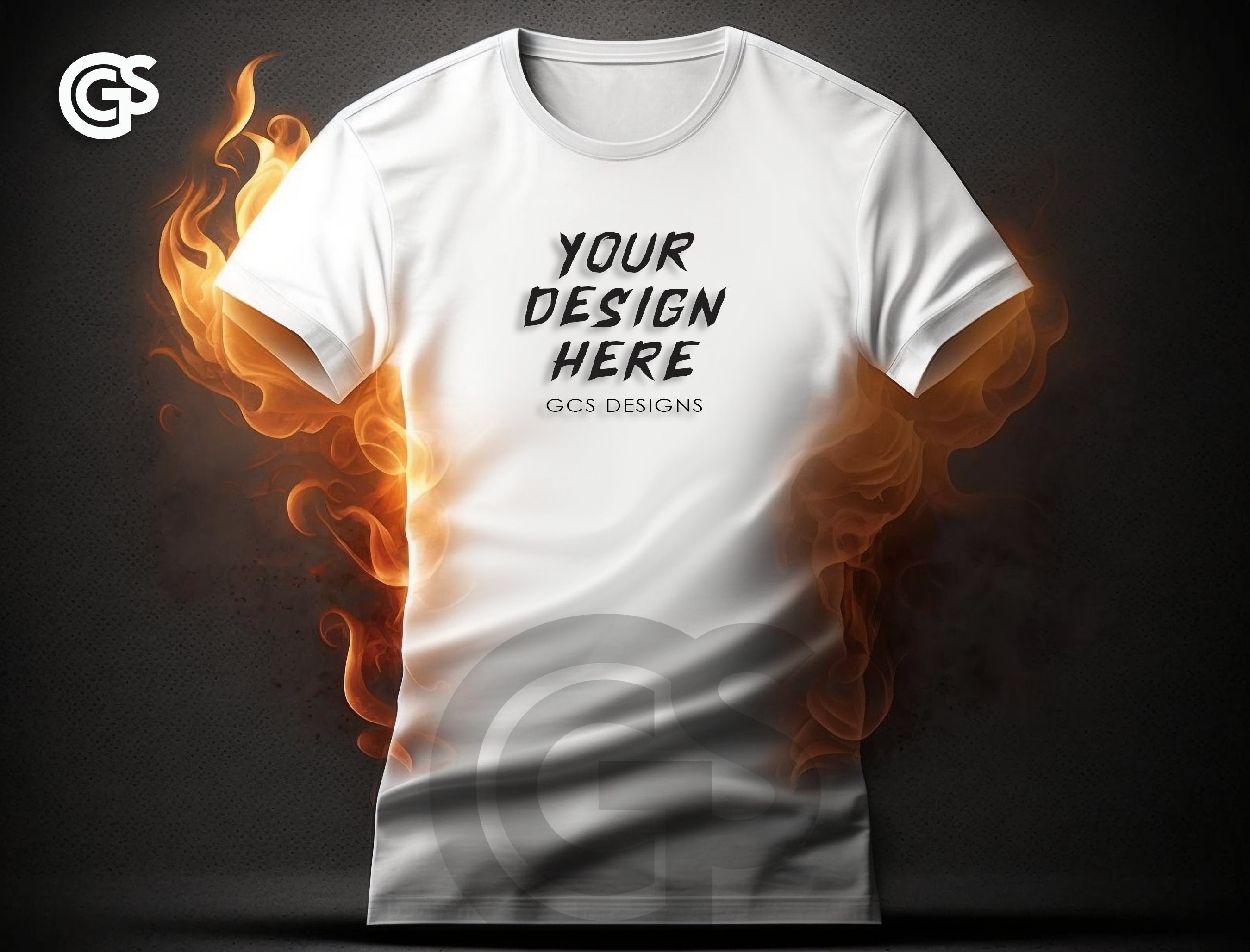 White Tshirt Mockup Fire Flaming Style Shirt Mockup V2 -  Portugal