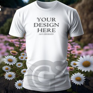 White Tshirt Mockup | Flowers Style Shirt Mockup | Digital Mockup | Template T Shirt Mockup | Digital Download
