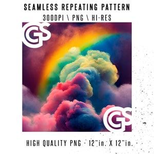 Digital Paper Rainbow Clouds - Seamless Pattern Repeating Design File ...