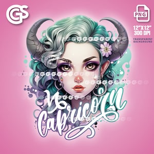 Capricorn Girl Zodiac PNG File | Horoscope T-Shirt Digital Design, Astrology Sublimation, Instant Download, pngs designs