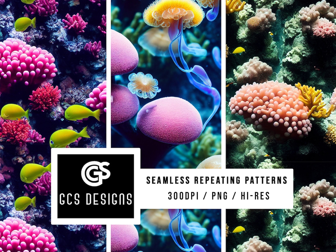 Digital Paper PNG Underwater Garden - Ocean Seamless Pattern Repeating ...