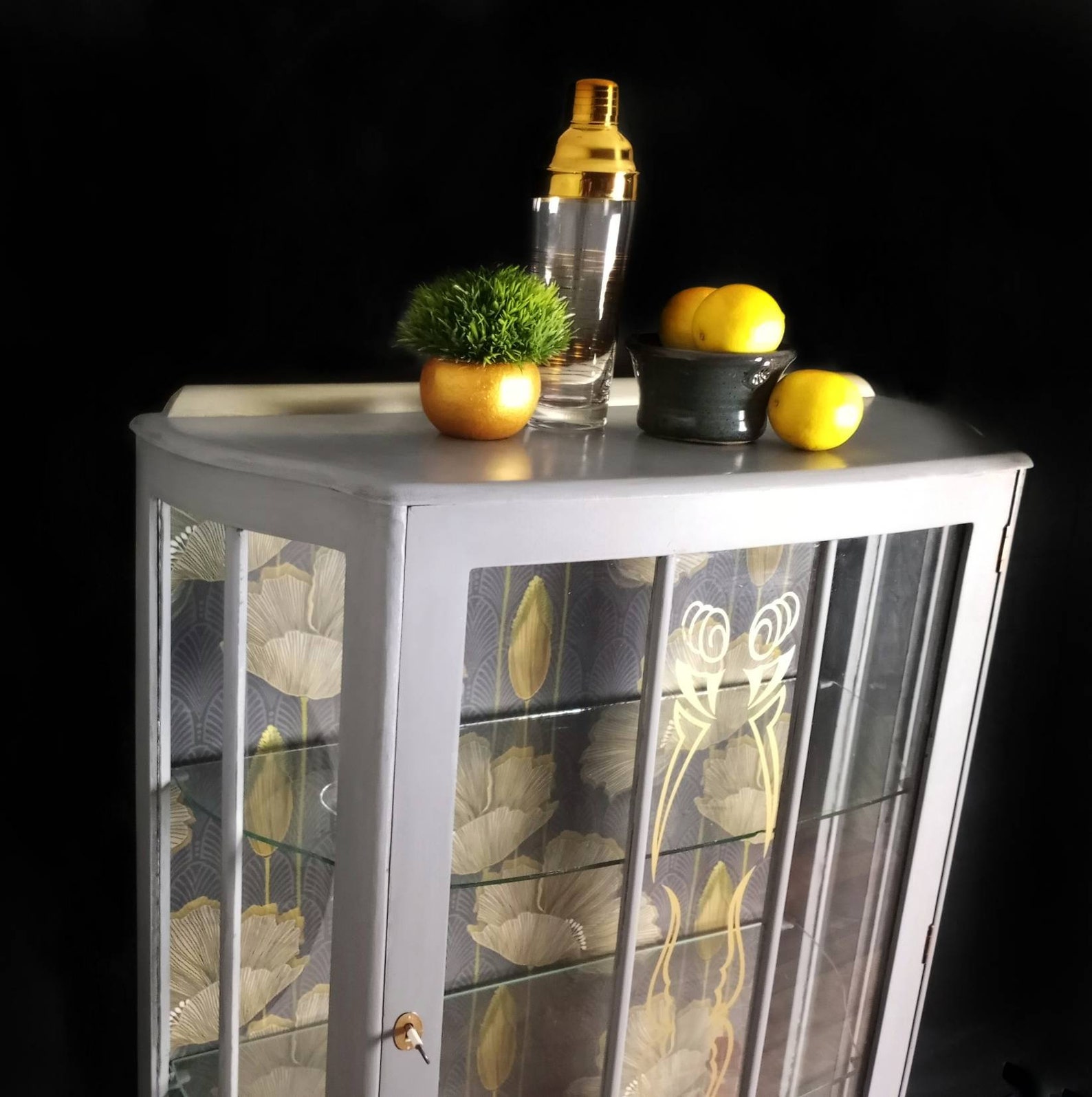 Armario de licor vintage vitrina de vidrio gabinete de | Etsy