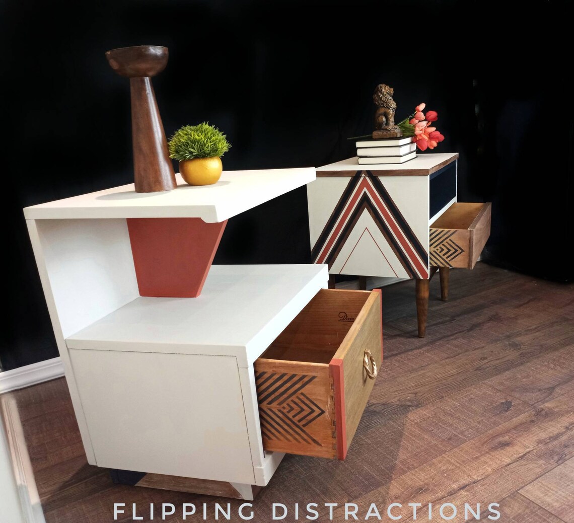 Mid Century Modern Funky Fresh Nightstand Pair / MCM Bedside / Etsy