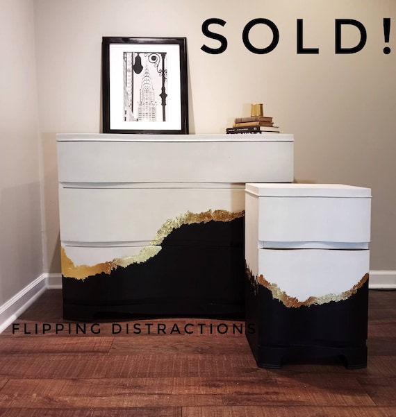 slim fit dress slacks Black & Gold Rattan Nightstand and Dresser Set