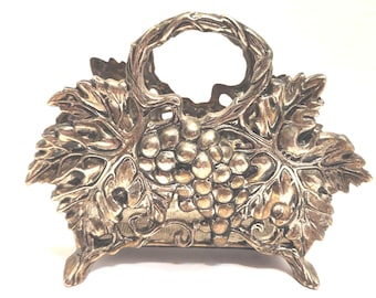 Studio Silversmith Pewter Grapes w/ Leaves Silver Napkin Holder