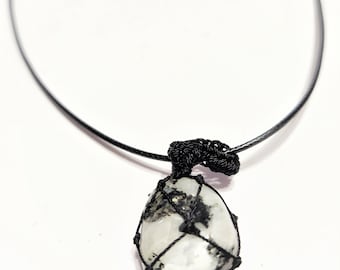 Rainbow Moonstone Tumbled Cord Macramé Pendant  1" Stone with Cord