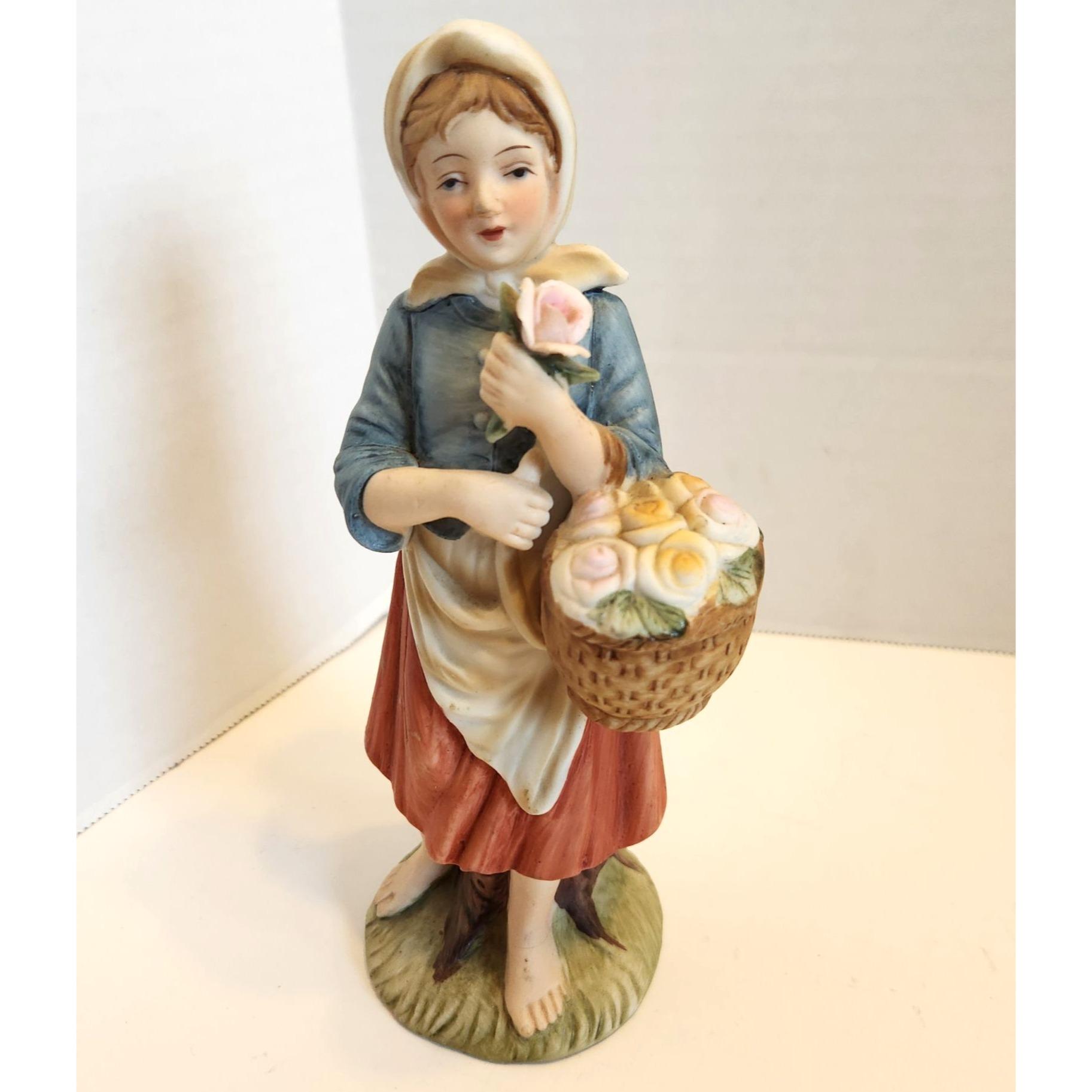 Porcelain Girl With Flower Basket Figurine - Etsy