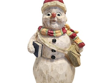 Holiday Collection Kerstsneeuwpop met boek en tas Boekentas beeldje in doos