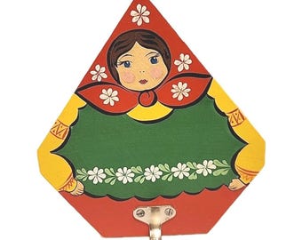 Vintage Russian Matryoshka Wooden Nesting Doll Wall Hanger With Hanger Hook USSR