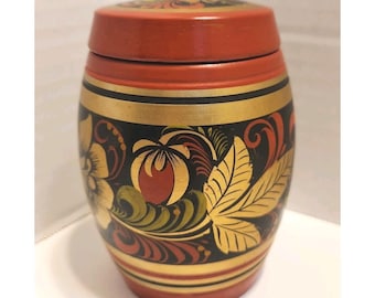 Vintage Hand Painted Jar with Lid Russia USSR Couldn't Open Lid
