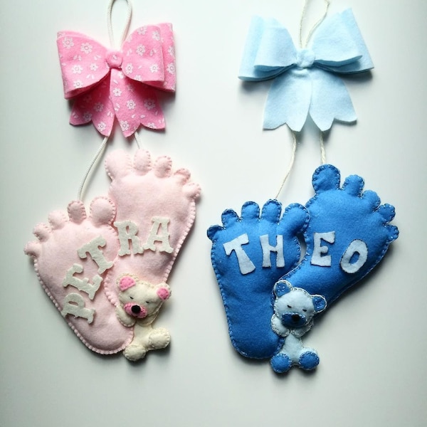 Custom felt baby birth bow | baby shower gift | nursery decor