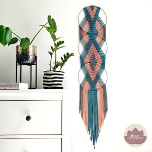 Modern macrame dreamcatcher - Macrame wall hanging. Custom colours