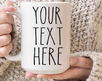 Custom Mug Gifts for her, Rae Dunn Mug Inspired Font Customized Text Mugs | Personalized Gift | Your Text Here | Custom Gift Ideas