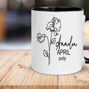 Custom Birth Month Flower Mug: Personalized Floral Coffee Mug