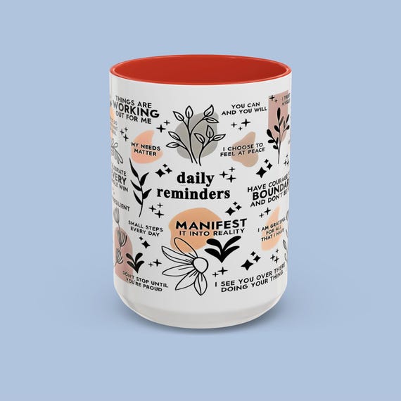 Mental Health mug Daily Affirmations ceramic mug Daily affirmations mug gift for her best friend tumbler Mental health giftful mug