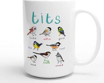 Taza divertida de aves: variedades de herrerillos, regalo para observadores de aves