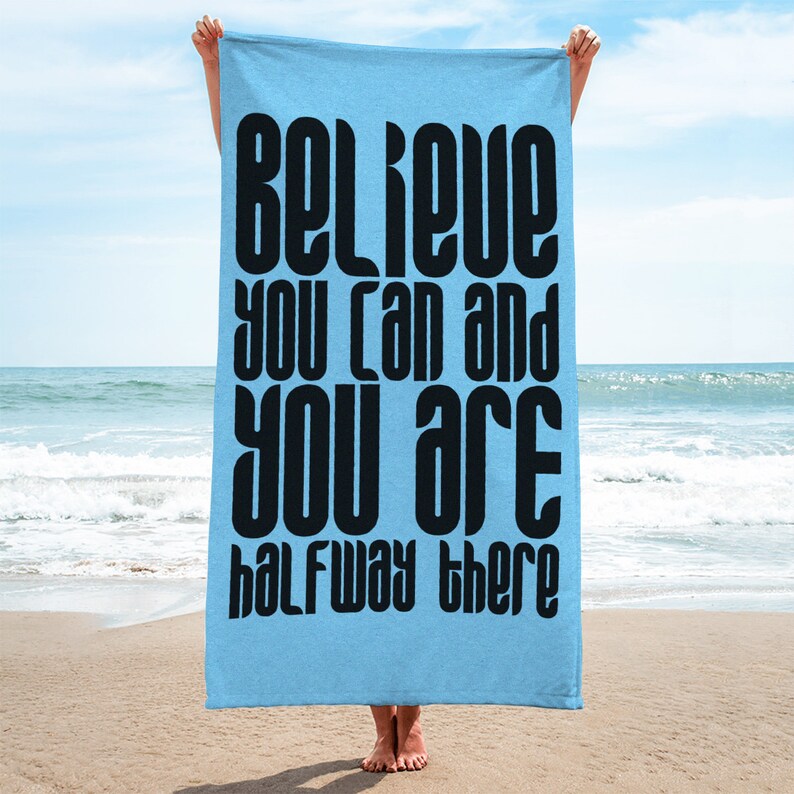 Custom Quote Beach Towel Illustrated Towel Personalized Etsy