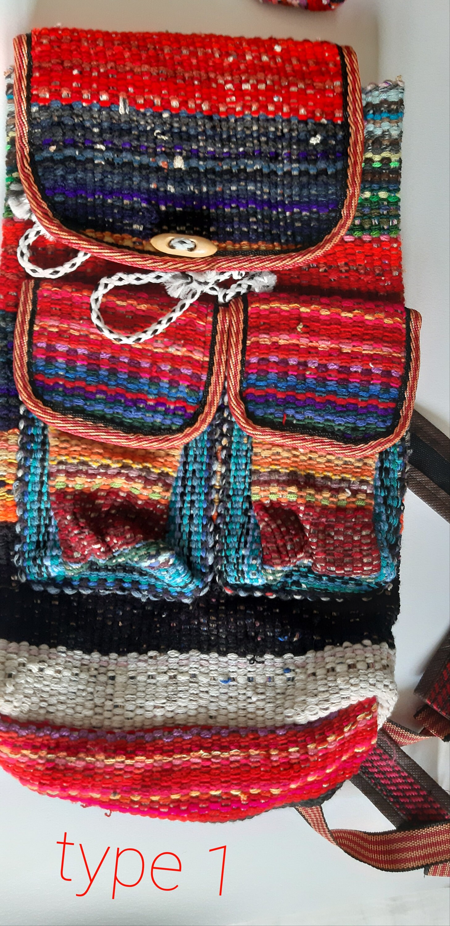 Colourful Woven Kurdish Backpack ~ Handmade ~ Gifts for  display picture 1