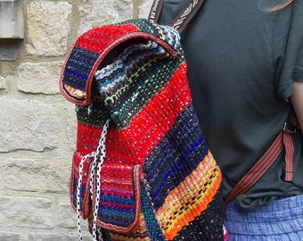 Colourful Woven Kurdish Backpack ~ Handmade ~ Gifts for  display picture 1