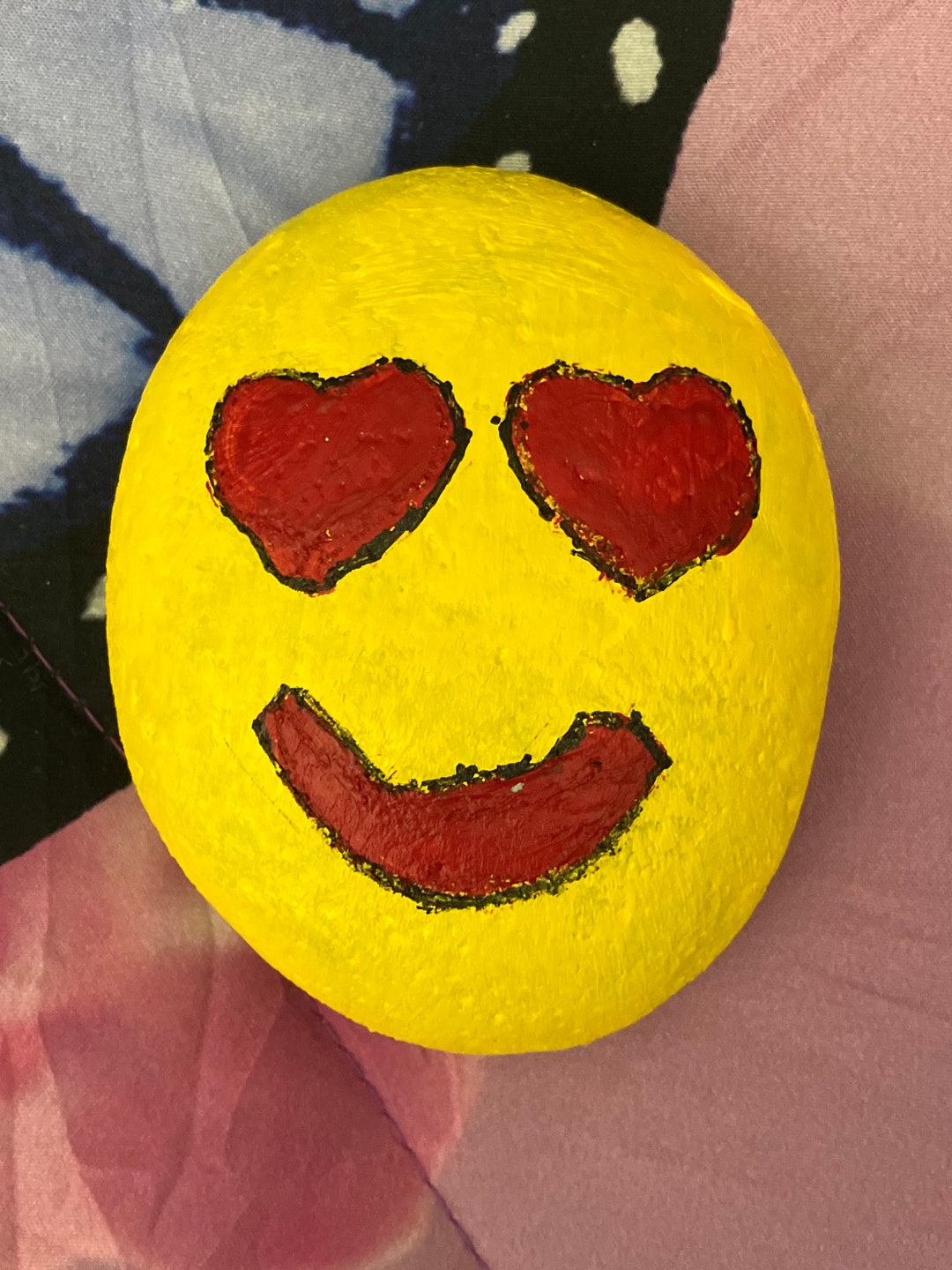 Hand Painted Emoji Rock Etsy
