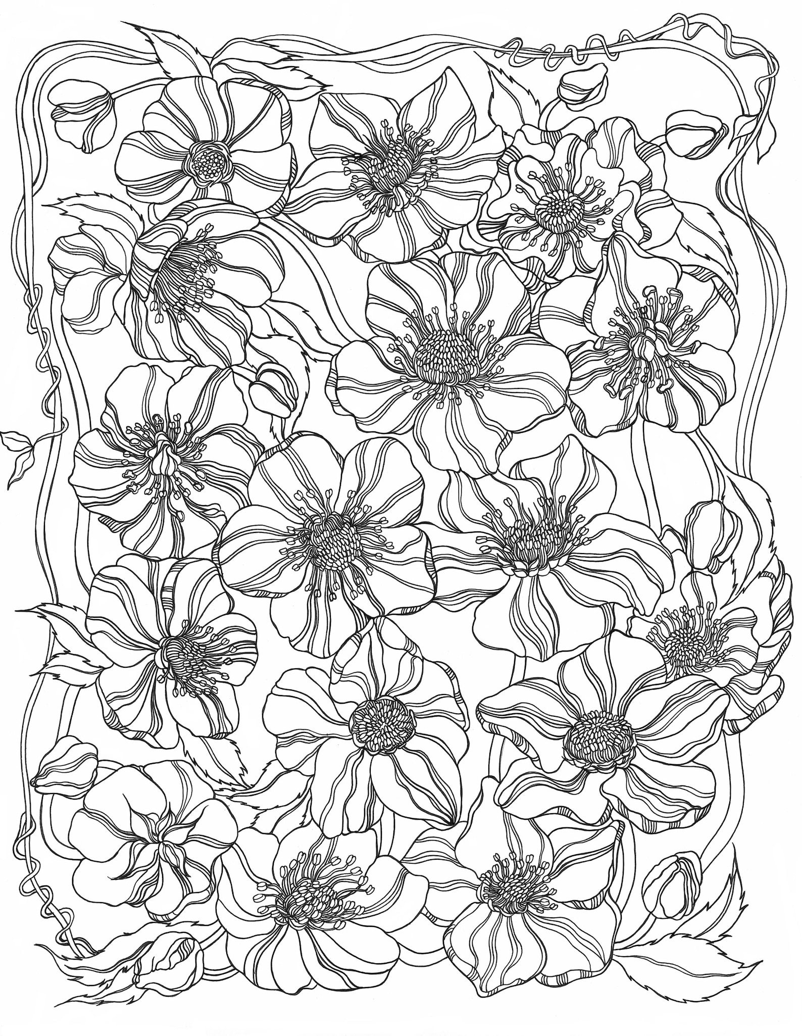 Pretty Handdrawn, High Resolution Coloring Pages by Binna Kim Art