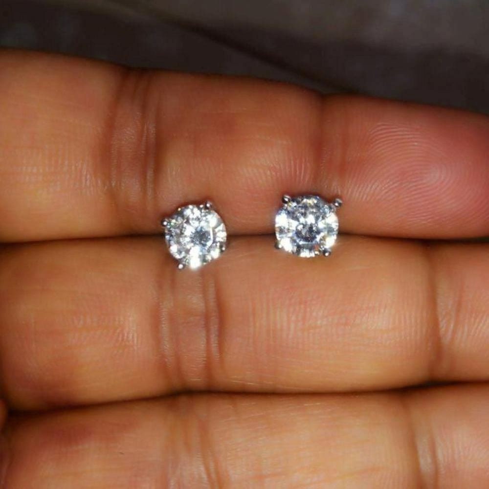 DAONPHARI Moissanite-Ohrstecker, Weißgold, Plattiert, Silber