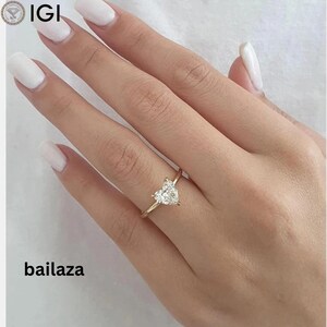 IGI Certified, 2 Carat Heart CVD Lab Grown Diamond Engagement Ring for Women, Solitaire Ring, Anniversary Gifts, Wedding Gifts, Gold Ring
