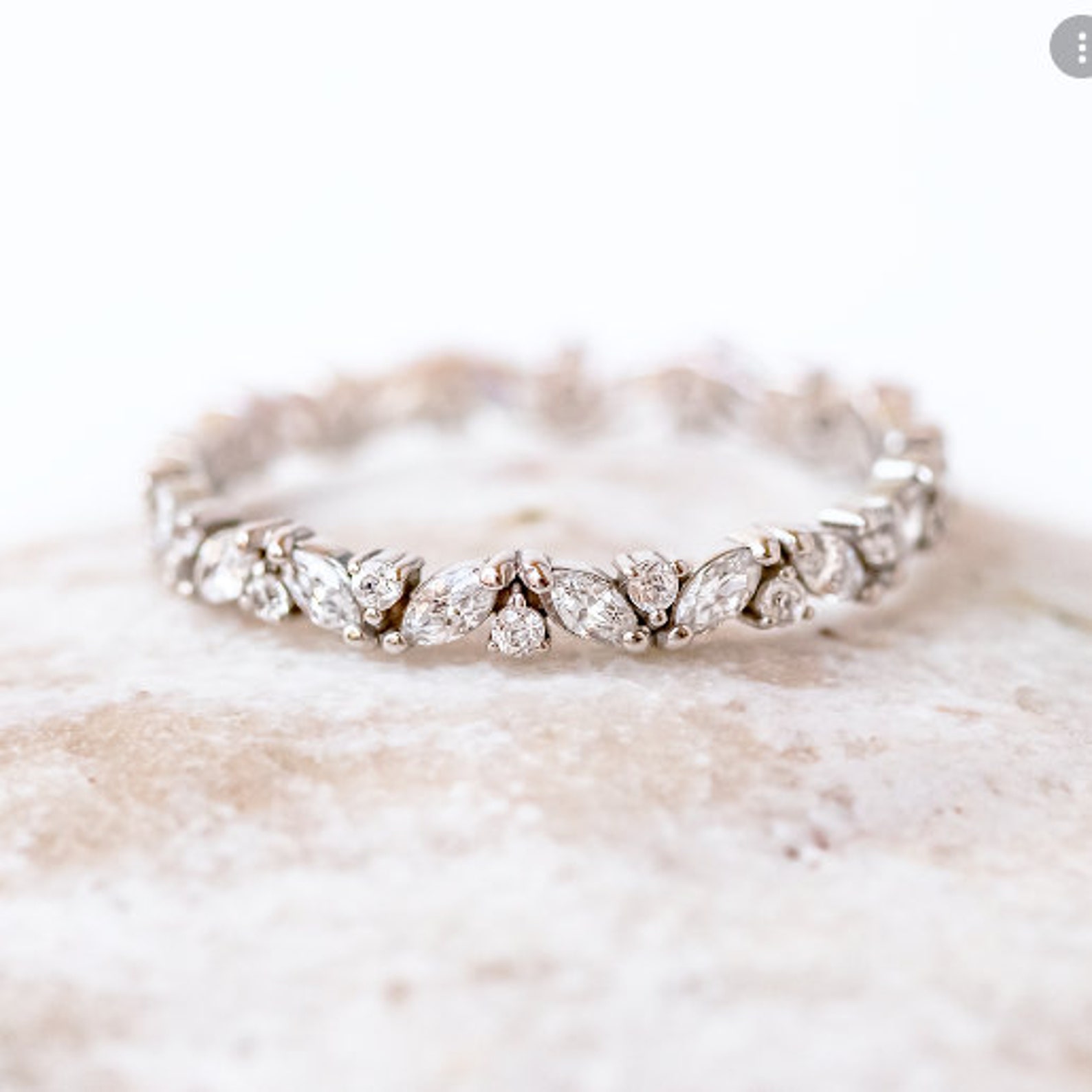 1.50ct Marquise and Round Diamond Wedding Band 14k White Gold Etsy