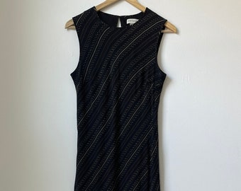 vintage 90s silk abstract maxi dress by Ann taylor flowy sleeveless bias cut black dress y2k elegant whimsical chic polka dot striped