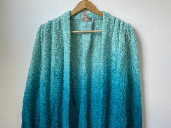 vintage 70s ombré nubby knit open front cardigan … - image 3