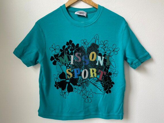 vintage missoni sport cotton graphic tee logo 80s… - image 3