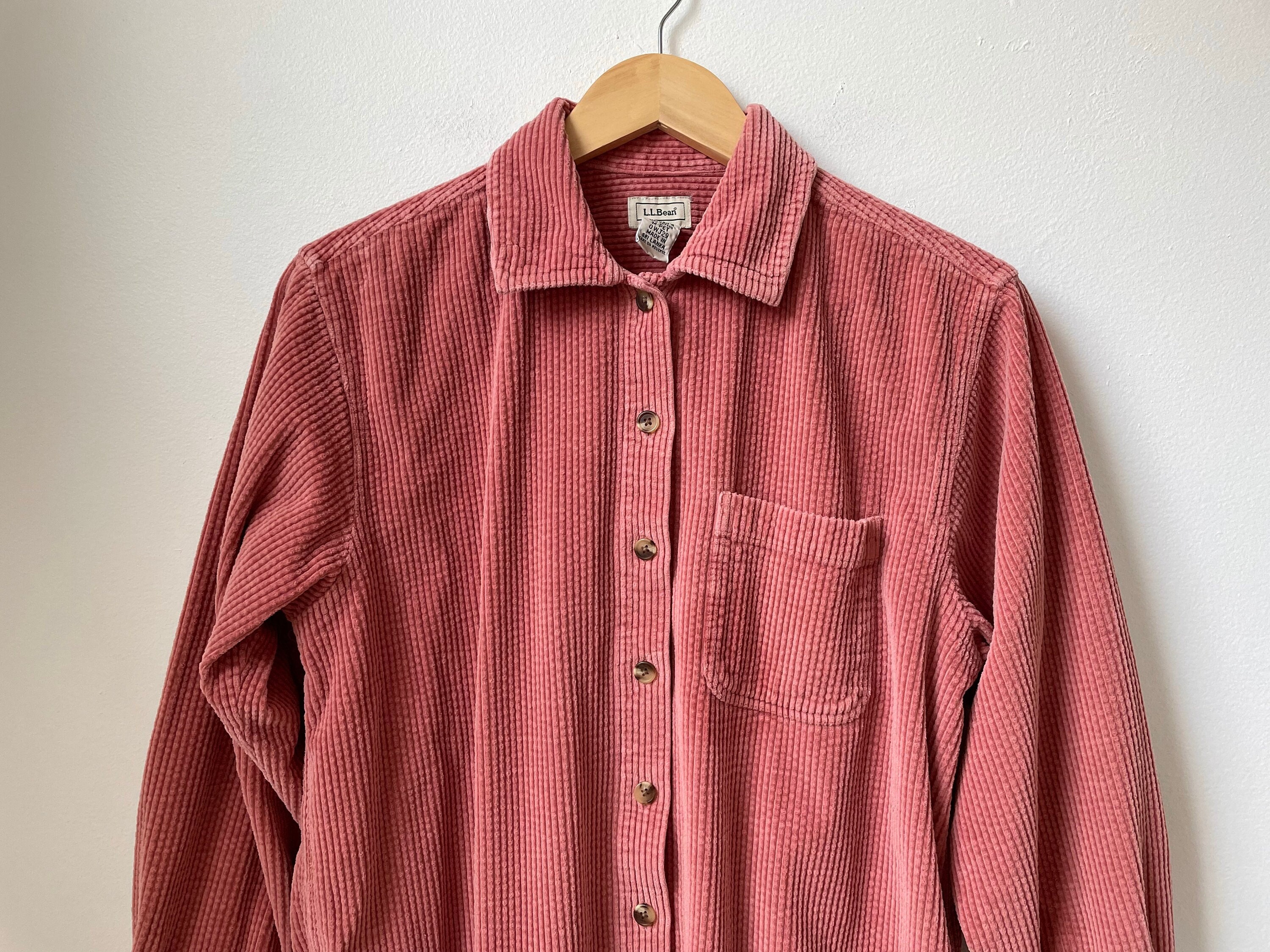 Vintage 90s L.L. Bean Pink Corduroy Button Down Collared Shirt - Etsy