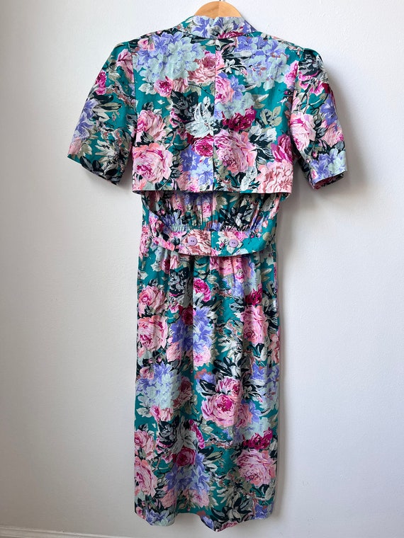 vintage 80s floral cotton shirtdress 1980s collar… - image 8