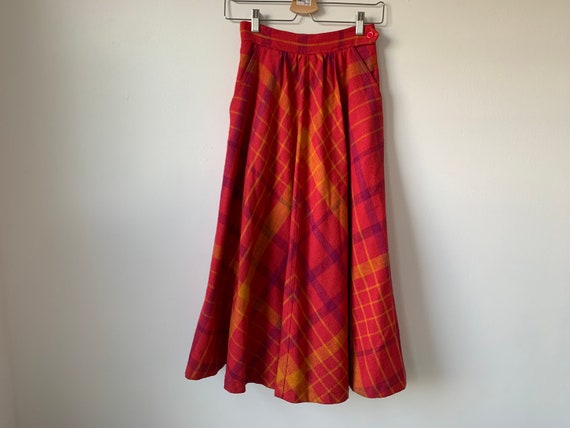 vintage 80s plaid midi skirt liz claiborne full a-