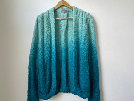 vintage 70s ombré nubby knit open front cardigan … - image 5