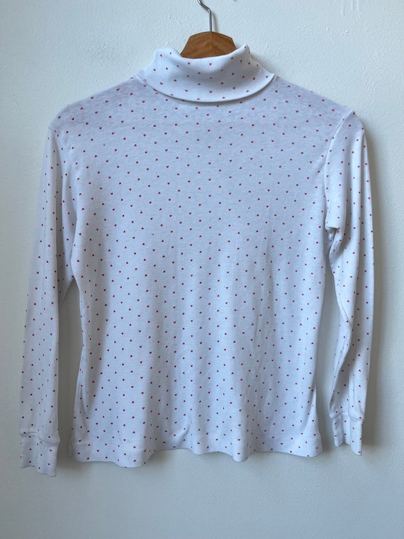 vintage 80s Obermeyer heart print turtleneck top … - image 2