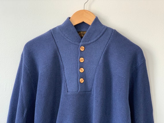 vintage henley fisherman pullover sweater 100% cot