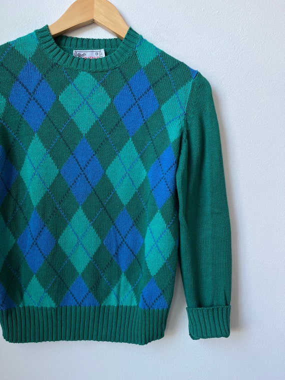 Green argyle cheap sweater
